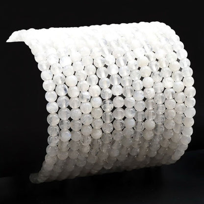 Bracelet pierre de lune arc en ciel Inde A (péristérite) boules 3 - 4mm - La Boite à Cailloux