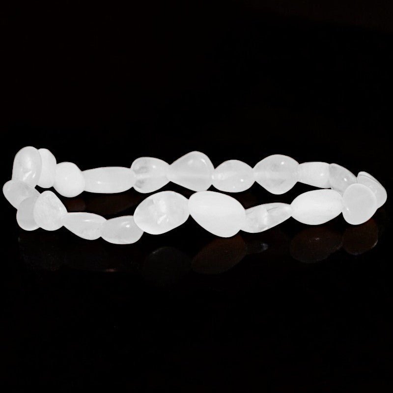 Bracelet pierre de lune arc en ciel Inde A (péristérite) grains 5 - 7mm - La Boite à Cailloux