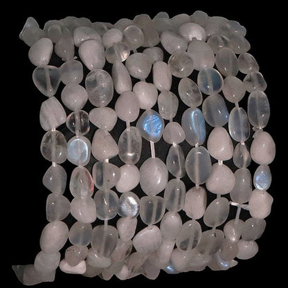 Bracelet pierre de lune arc en ciel Inde A (péristérite) grains 5 - 7mm - La Boite à Cailloux