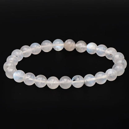 Bracelet pierre de lune arc en ciel Inde AA (péristérite) boules 5 - 6mm - La Boite à Cailloux