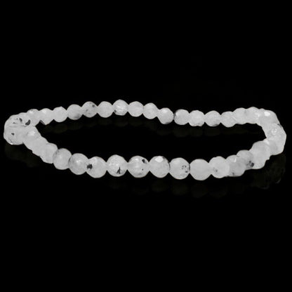Bracelet pierre de lune arc en ciel Inde AA (péristérite) perles facettées 3 - 4mm - La Boite à Cailloux