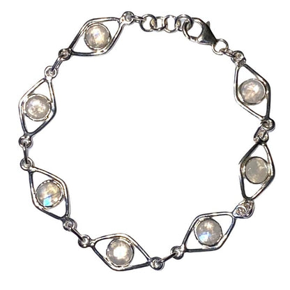 Bracelet pierre de lune arc en ciel (péristérite) argent 925 - La Boite à Cailloux