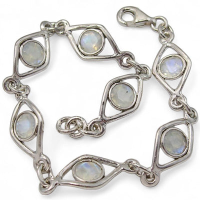 Bracelet pierre de lune  arc en ciel (péristérite) argent 925