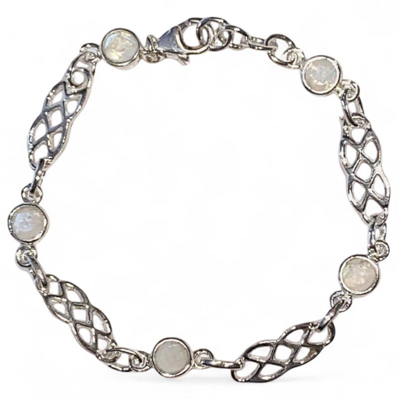Bracelet pierre de lune arc en ciel (péristérite) argent 925 - La Boite à Cailloux