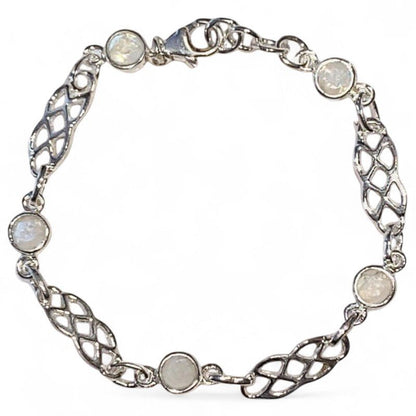 Bracelet pierre de lune arc en ciel (péristérite) argent 925 - La Boite à Cailloux