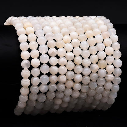 Bracelet pierre de lune beige Inde A (boules 5 - 6mm) - La Boite à Cailloux