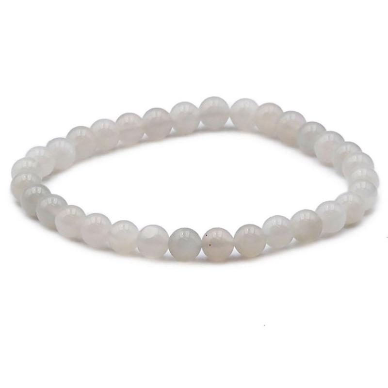 Bracelet pierre de lune beige Inde A (boules 5 - 6mm) - La Boite à Cailloux