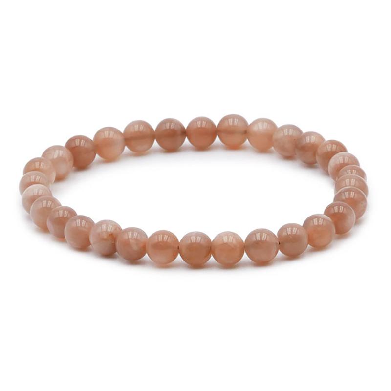 Bracelet pierre de lune brune orangée Inde AA (boules 5 - 6mm) - La Boite à Cailloux