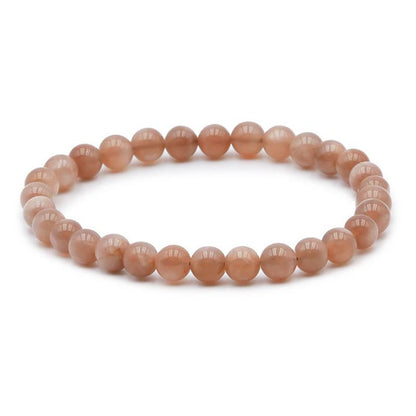 Bracelet pierre de lune brune orangée Inde AA (boules 5 - 6mm) - La Boite à Cailloux