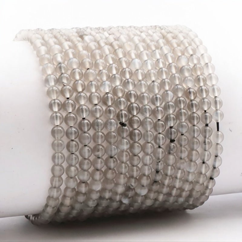 Bracelet pierre de lune grise Inde AA+ (boules 3 - 4mm) - La Boite à Cailloux