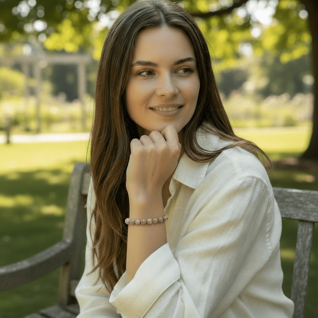 Bracelet pierre de lune grise Inde AA+ (boules 7.5 - 8.5mm) - La Boite à Cailloux