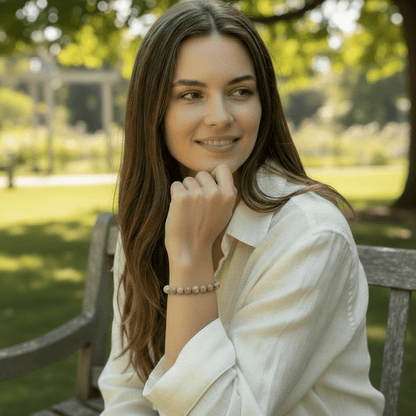 Bracelet pierre de lune grise Inde AA+ (boules 7.5 - 8.5mm) - La Boite à Cailloux
