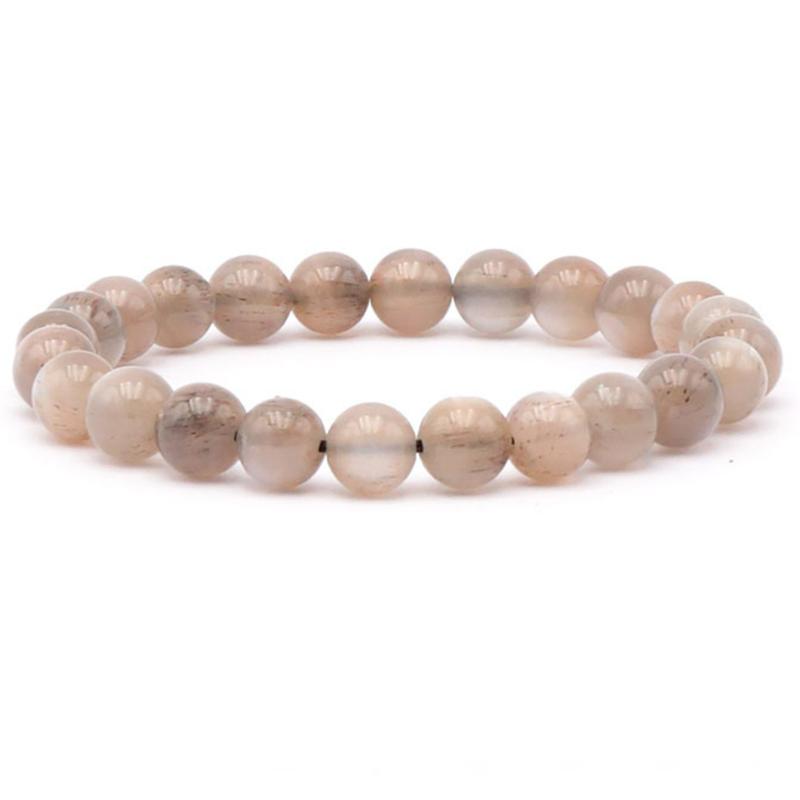 Bracelet pierre de lune grise Inde AA+ (boules 7.5 - 8.5mm) - La Boite à Cailloux