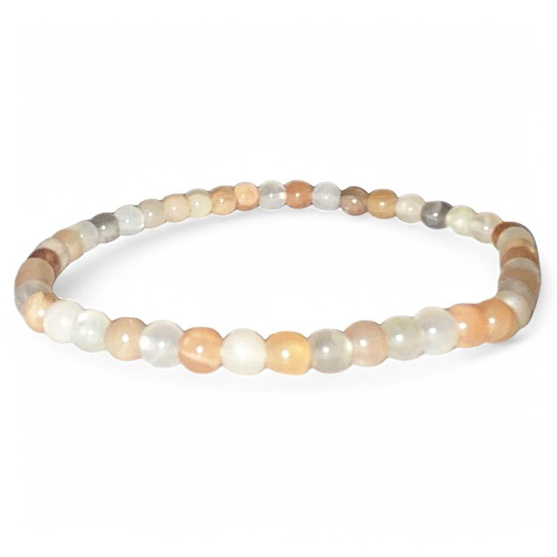 Bracelet pierre de lune multicolore Inde A (boules 3 - 4mm) - La Boite à Cailloux