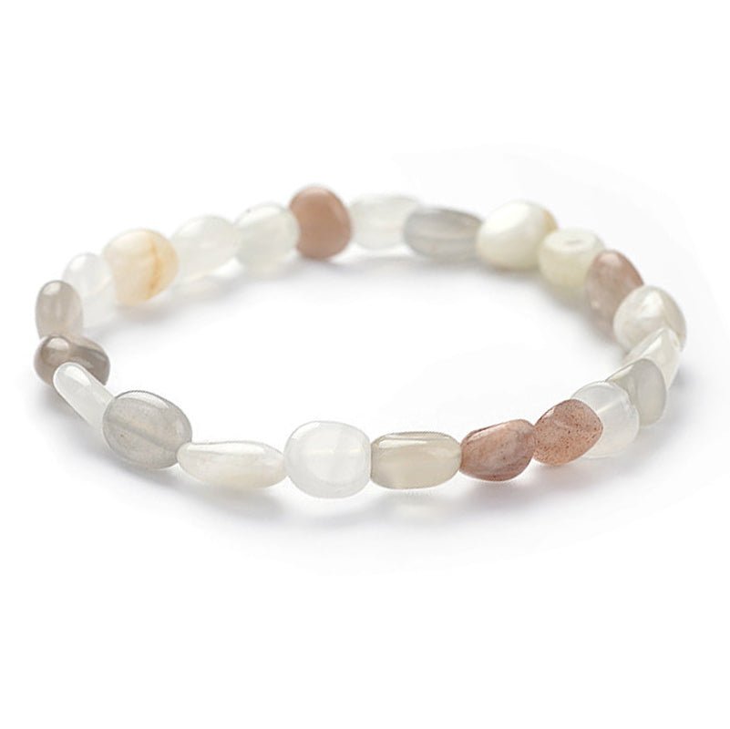 Bracelet pierre de lune multicolore Inde A+ (grains 5 - 7mm) - La Boite à Cailloux