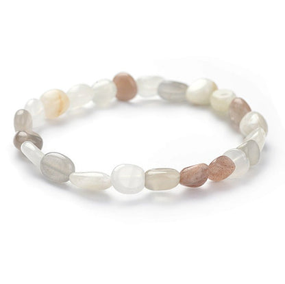 Bracelet pierre de lune multicolore Inde A+ (grains 5 - 7mm) - La Boite à Cailloux