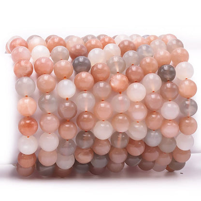 Bracelet pierre de lune multicolore Inde AA (boules 10mm) - La Boite à Cailloux