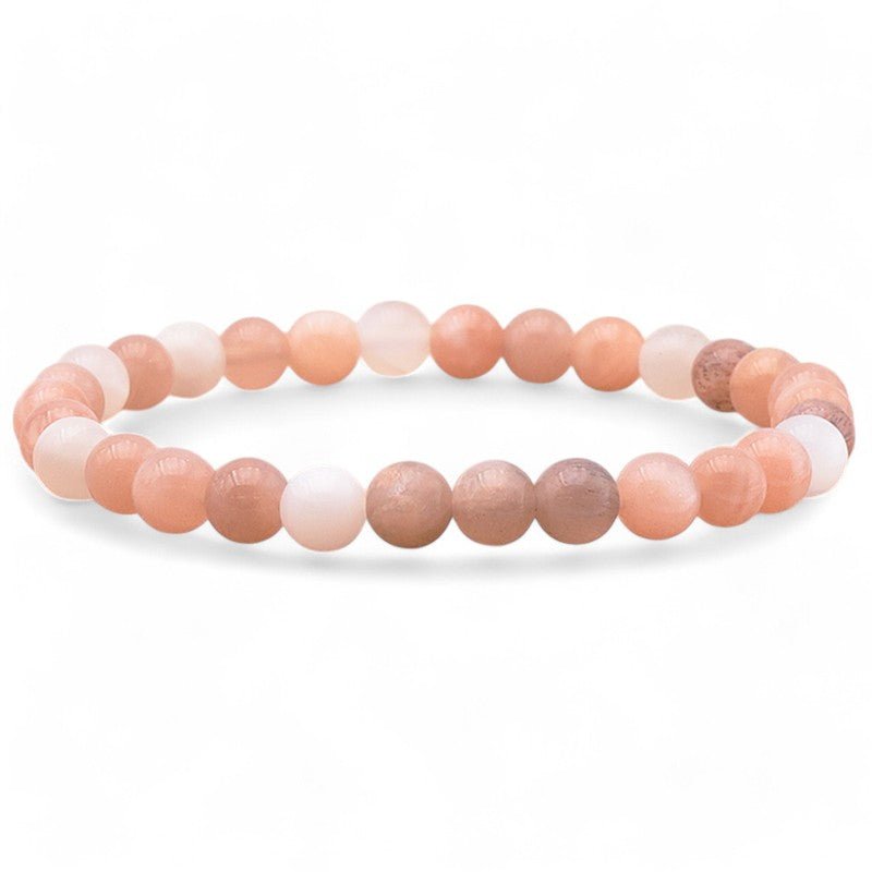 Bracelet pierre de lune multicolore Inde AA (boules 5 - 6mm) - La Boite à Cailloux