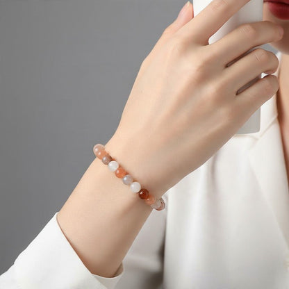 Bracelet pierre de lune multicolore Inde AA (boules 5-6mm) - La Boite à Cailloux