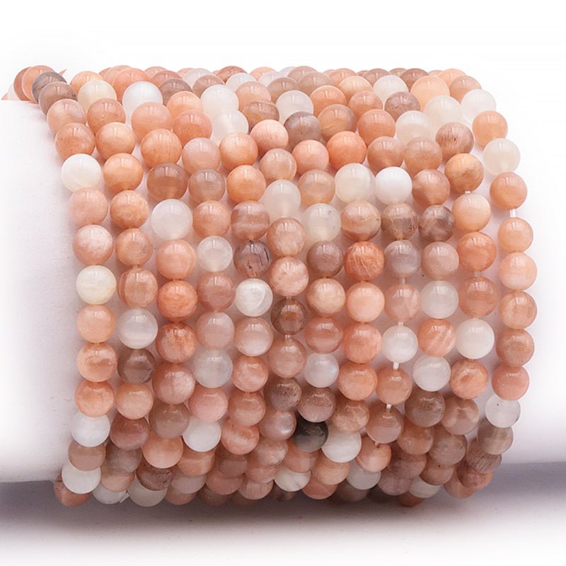Bracelet pierre de lune multicolore Inde AA (boules 5 - 6mm) - La Boite à Cailloux