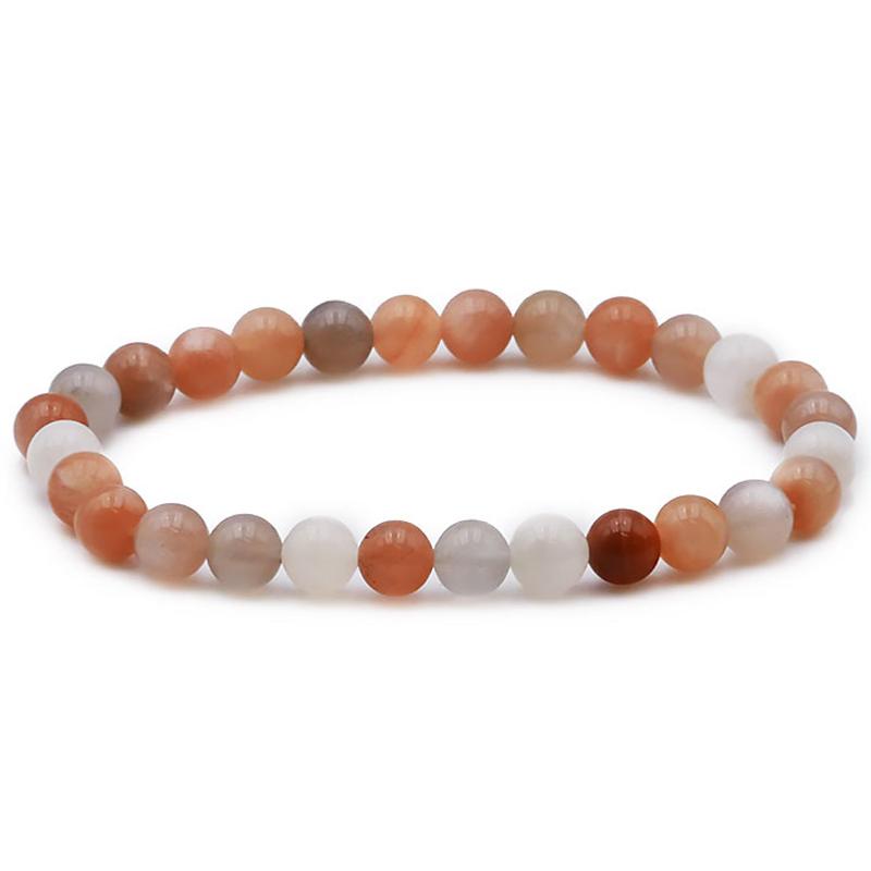Bracelet pierre de lune multicolore Inde AA (boules 5 - 6mm) - La Boite à Cailloux