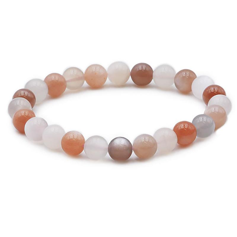 Bracelet pierre de lune multicolore Inde AA (boules 7 - 8mm) - La Boite à Cailloux
