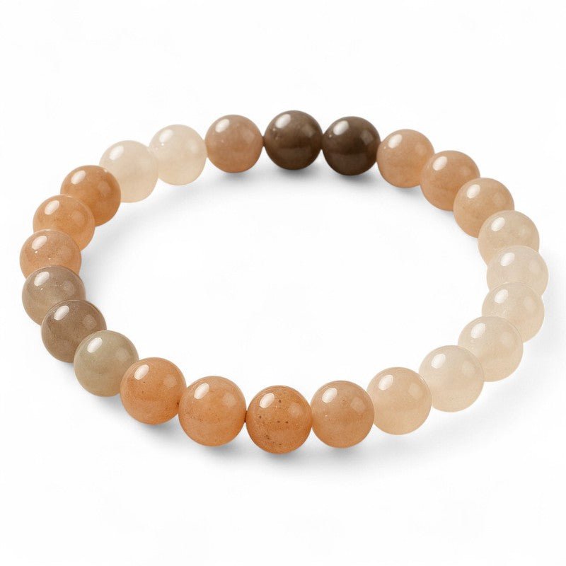 Bracelet pierre de lune multicolore Inde AA (boules 7 - 8mm) - Taille L - La Boite à Cailloux