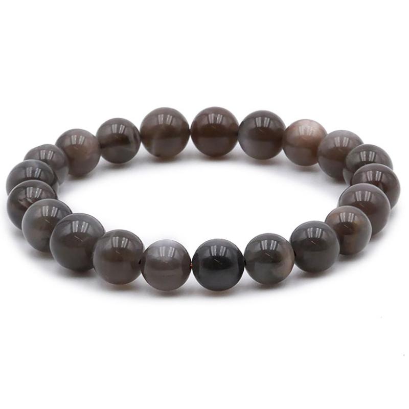 Bracelet pierre de lune noire Inde AA (boules 8,5 - 9,5mm) - La Boite à Cailloux