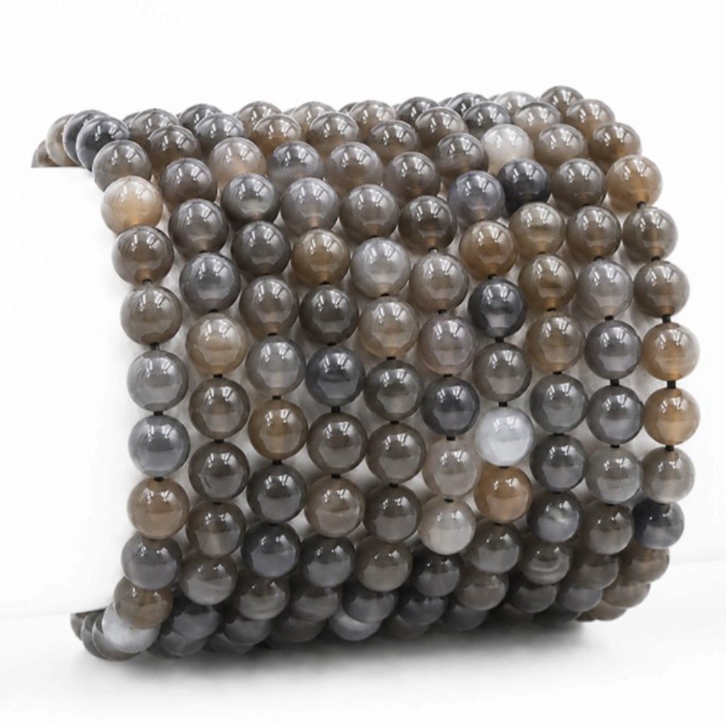 Bracelet pierre de lune noire nuancée Inde AA (boules 7-8mm) - La Boite à Cailloux