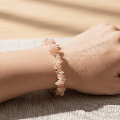 Bracelet pierre de lune rose Inde A (perles baroques) - La Boite à Cailloux