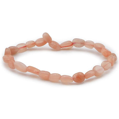 Bracelet pierre de lune rose orangée Inde A+ (grains 5 - 7mm) - La Boite à Cailloux