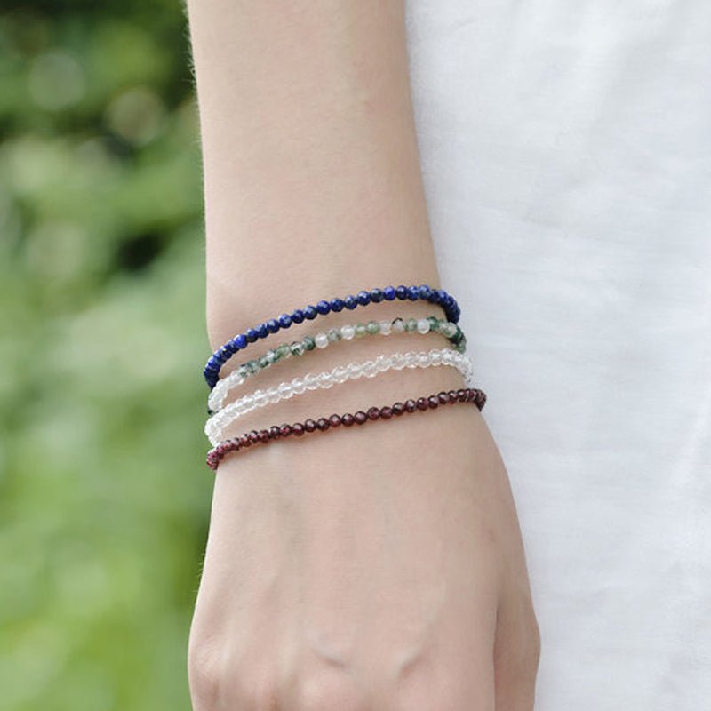 Bracelet pierre de lune rose orangée Inde À perles facettées argent 925 - La Boite à Cailloux