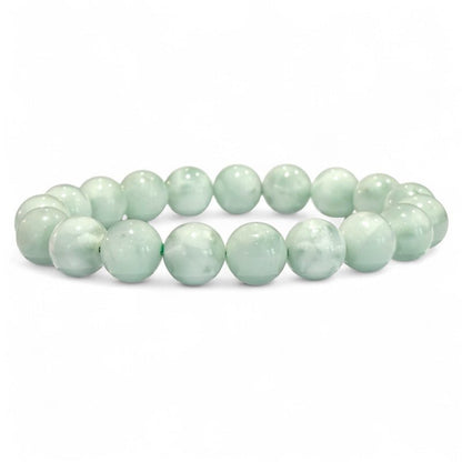 Bracelet pierre de lune verte (garniérite) Inde A+ (boules 10mm) - La Boite à Cailloux