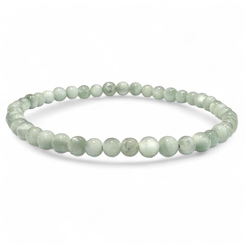 Bracelet pierre de lune verte (garniérite) Inde A+ (boules 3 - 4mm) - La Boite à Cailloux