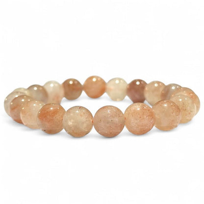 Bracelet pierre de soleil Inde A (boules 10mm) - La Boite à Cailloux