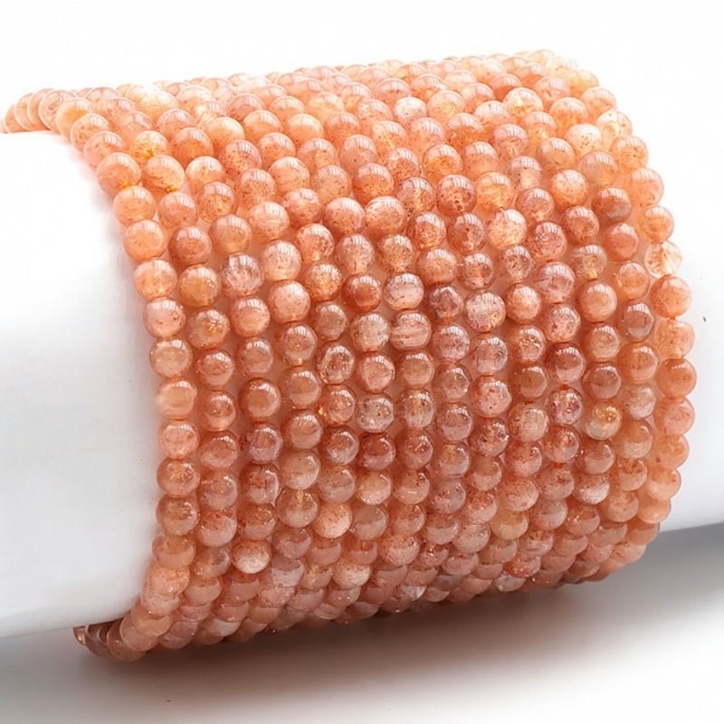 Bracelet pierre de soleil Inde AA (boules 3 - 4mm) - La Boite à Cailloux