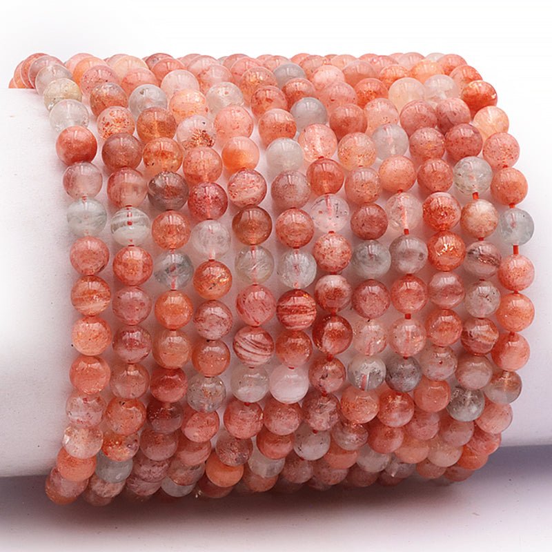 Bracelet pierre de soleil multicolore Inde AA (boules 5 - 6mm) - La Boite à Cailloux