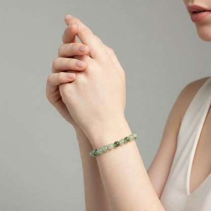 Bracelet préhnite Mali A (boules 5-6mm) - La Boite à Cailloux
