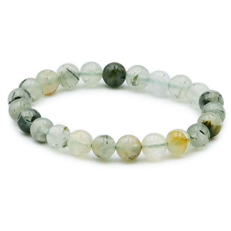 Bracelet préhnite Mali A (boules 7 - 8mm) - La Boite à Cailloux