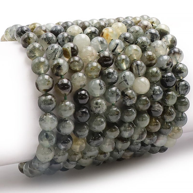 Bracelet préhnite Mali A (boules 7 - 8mm) - La Boite à Cailloux