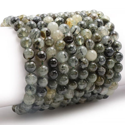 Bracelet préhnite Mali A (boules 7 - 8mm) - La Boite à Cailloux