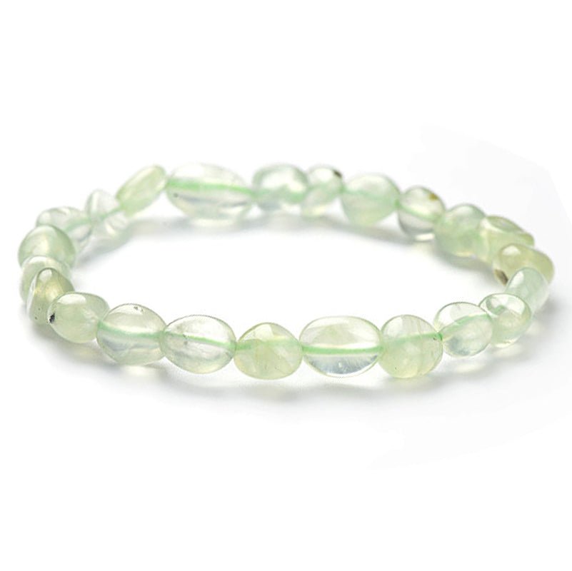 Bracelet préhnite Mali A (grains 5 - 7mm) - La Boite à Cailloux