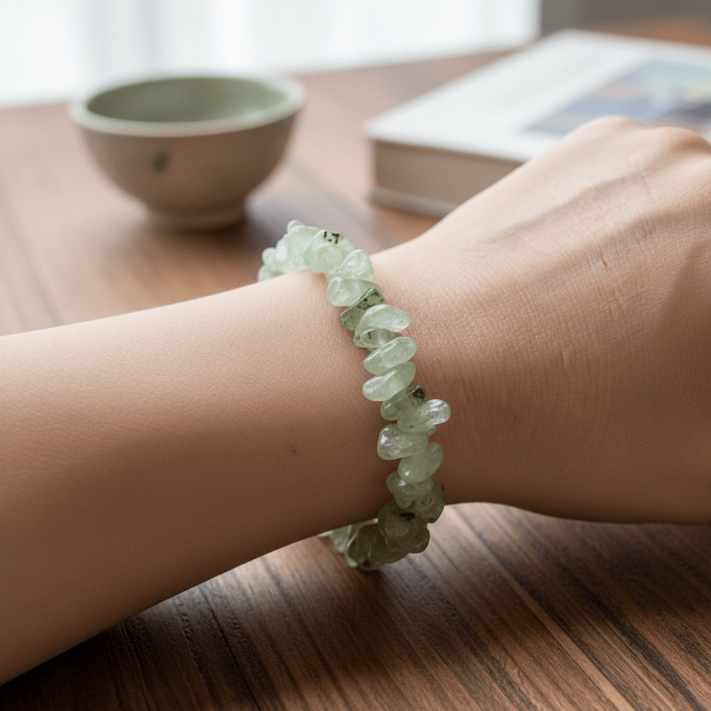Bracelet préhnite Mali A (perles baroques) - La Boite à Cailloux