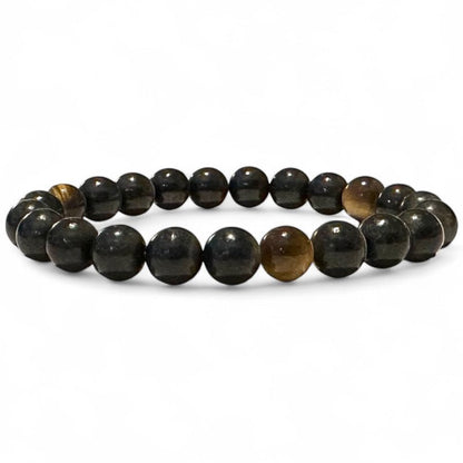 Bracelet protection: oeil de tigre et Shungite A (boules 7 - 8mm) - La Boite à Cailloux