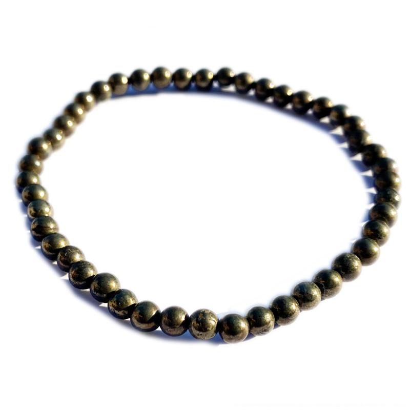 Bracelet pyrite Pérou A (boules 3 - 4mm) - La Boite à Cailloux
