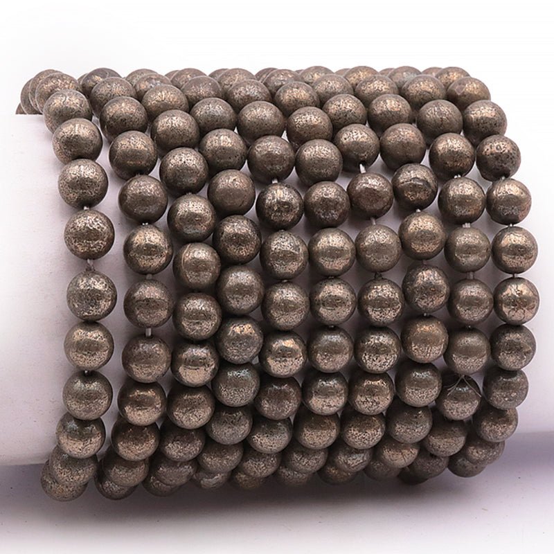 Bracelet pyrite Pérou A (boules 7 - 8mm) - La Boite à Cailloux