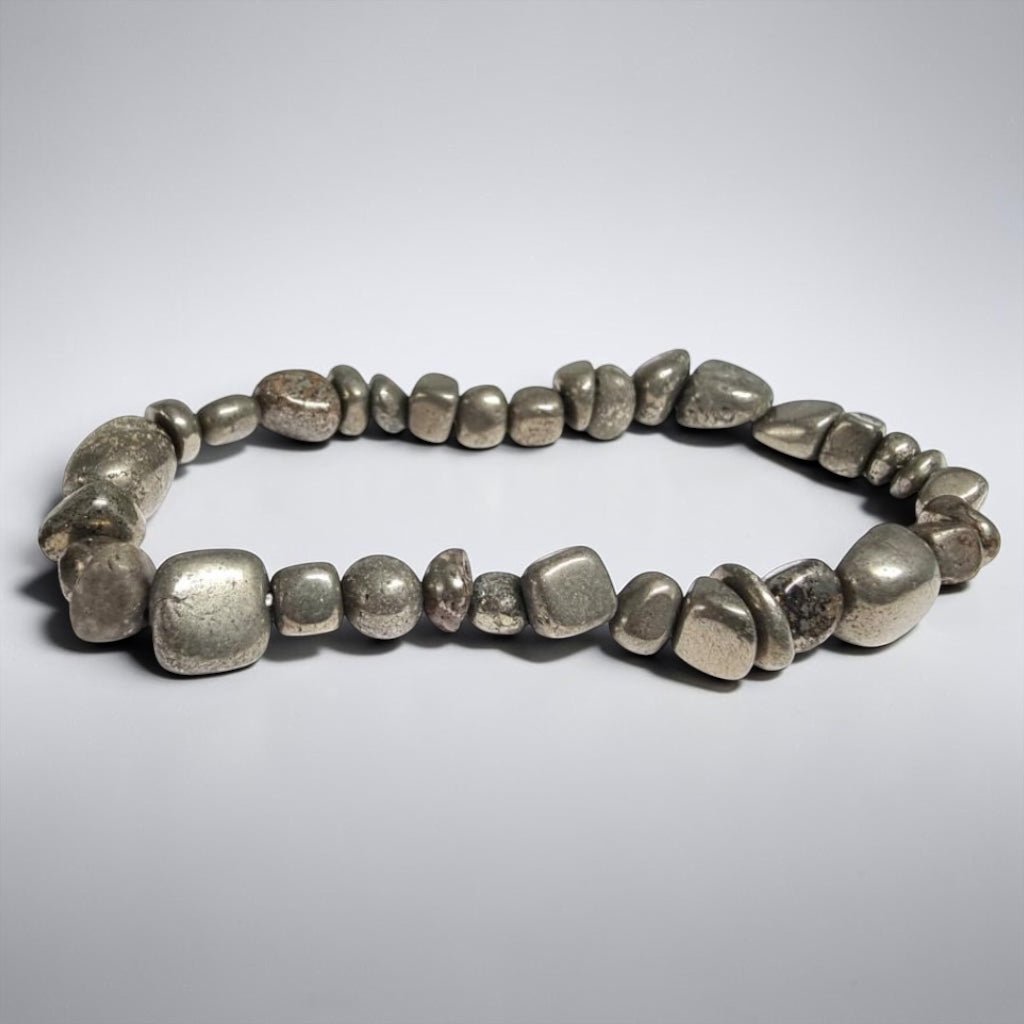 Bracelet Pyrite Pérou A (grains 5 à 7 mm) - La Boite à Cailloux