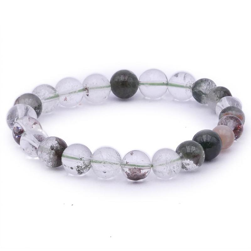 Bracelet quartz chlorite Brésil A (boule 10 - 11mm) - La Boite à Cailloux