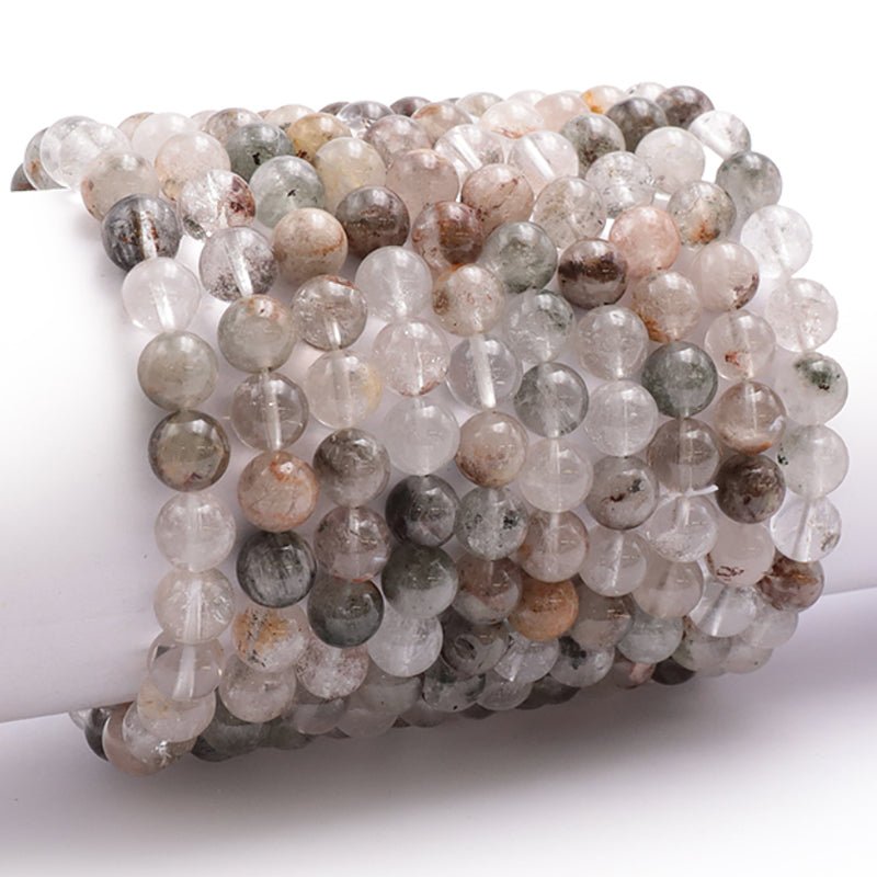 Bracelet quartz chlorite Brésil A (boule 7 - 8mm) - La Boite à Cailloux