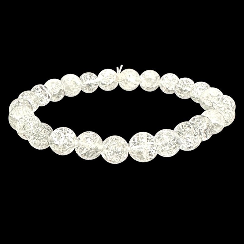 Bracelet quartz craquelé Brésil A (boules 7 - 8mm) - Taille L - La Boite à Cailloux